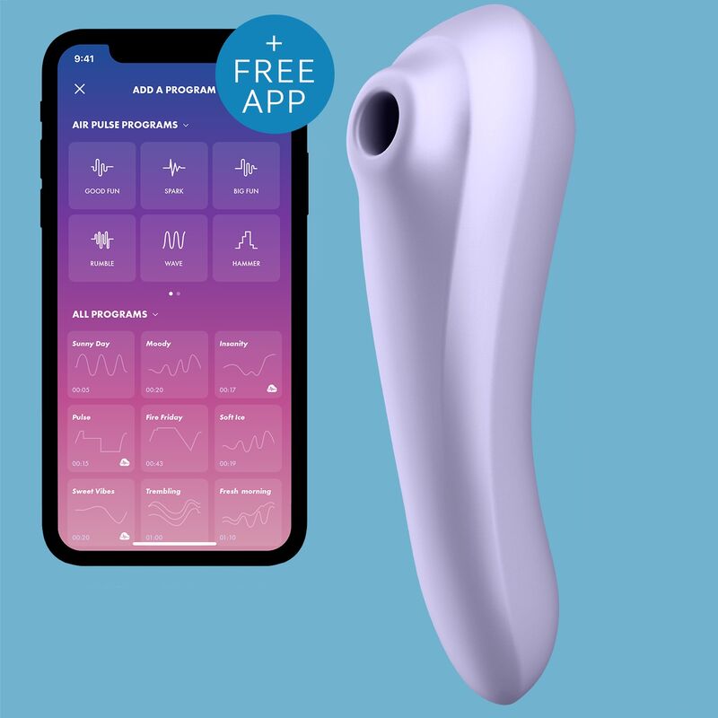 SATISFYER - DUAL PLEASURE  VIBRATORE  SUCCHIA CLITORIDE AIR PULSE CON APP MALVA