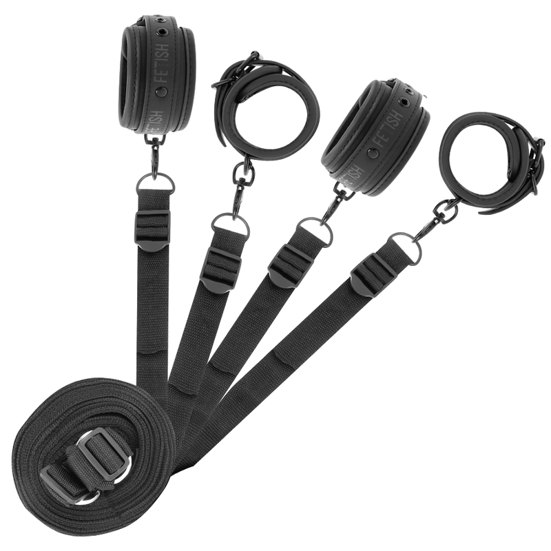 FETISH SUBMISSIVE - SET DI MANETTE E CINGHIE CON FODERA IN NEOPRENE