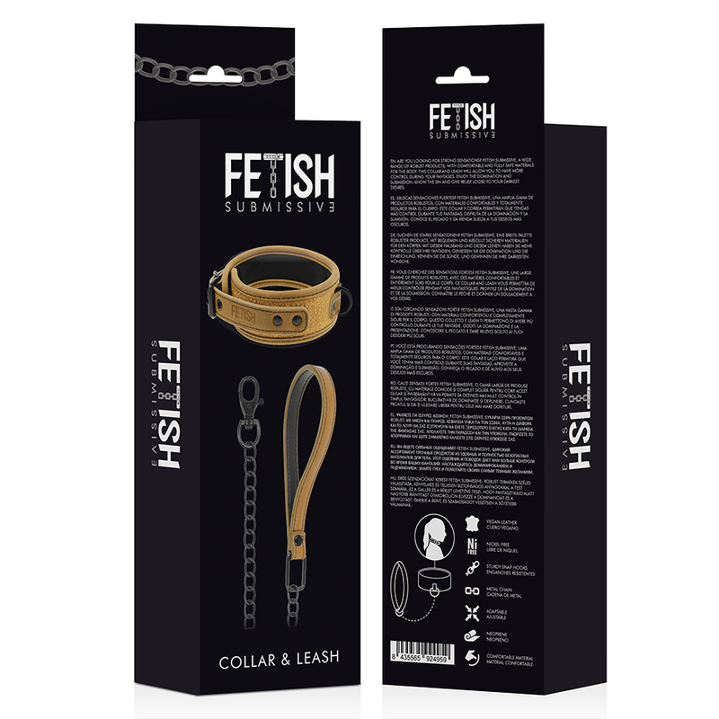 FETISH SUBMISSIVE ORIGEN - COLLARE RIVESTITO IN NEOPRENE CON CATENA