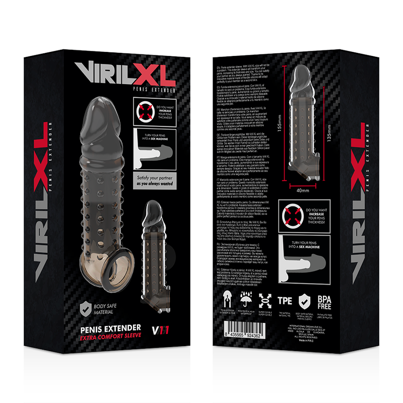 VIRILXL - V11 PROLUNGA PENE IN SILICONE LIQUIDO NERA