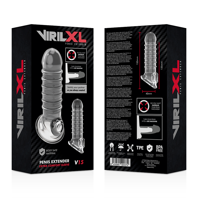 VIRILXL - V15 PROLUNGA E GUAINA PER PENE TRASPARENTE