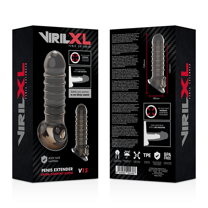 VIRILXL - V15 PROLUNGA PENE IN SILICONE LIQUIDO NERA