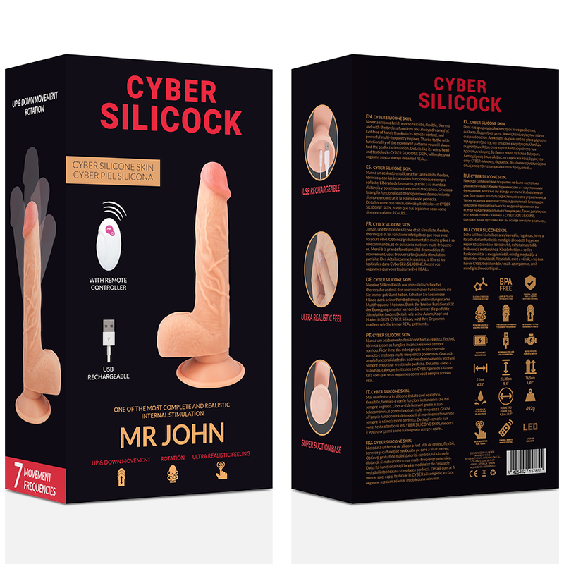 CYBER SILICOCK - MR JOHN  DILDO REALISTICO CON TELECOMANDO
  23.88 CM -O- 4.3 CM