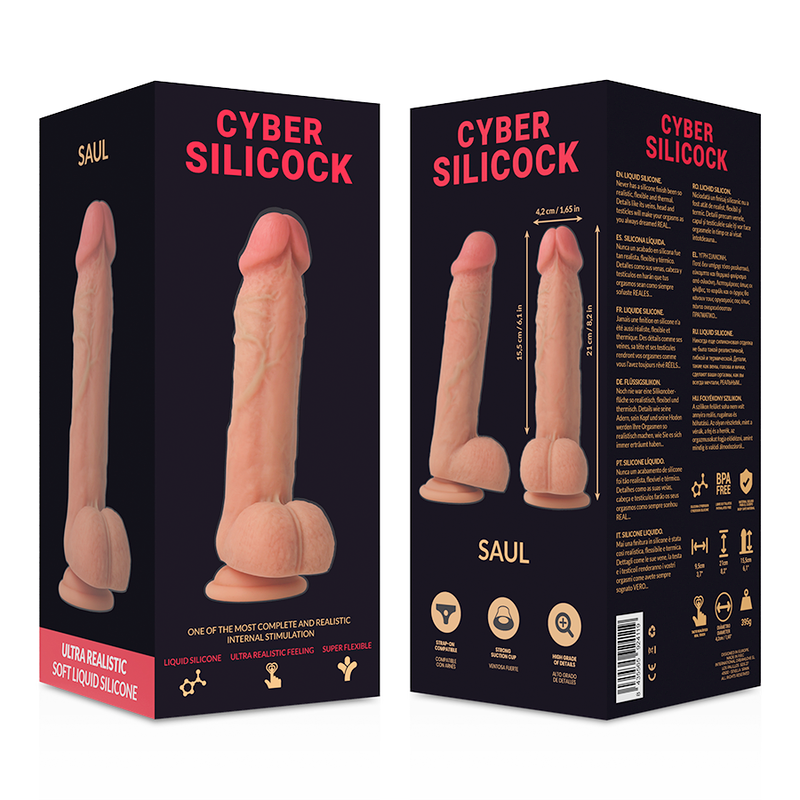 CYBER SILICOCK - SAUL DILDO IN SILICONE LIQUIDO MORBIDO ULTRA REALISTICO 21 CM -O- 4,2 CM