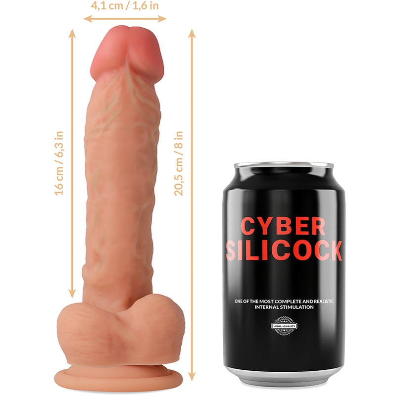 CYBER SILICOCK - MAGNUS STRAP-ON  IN SILICONE LIQUIDO CON 3 ANELLI INCLUSI 20,5 CM -O- 4,1 CM