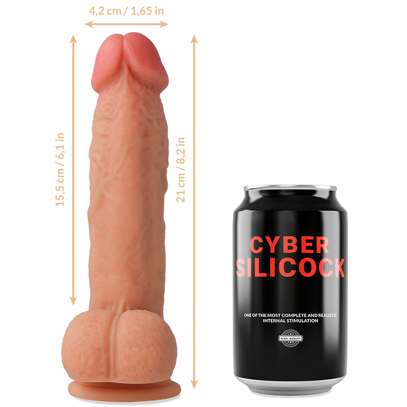 CYBER SILICOCK - SAUL STRAP-ON IN SILICONE LIQUIDO CON 3 ANELLI INCLUSI 15,5 CM -O- 4,2 CM