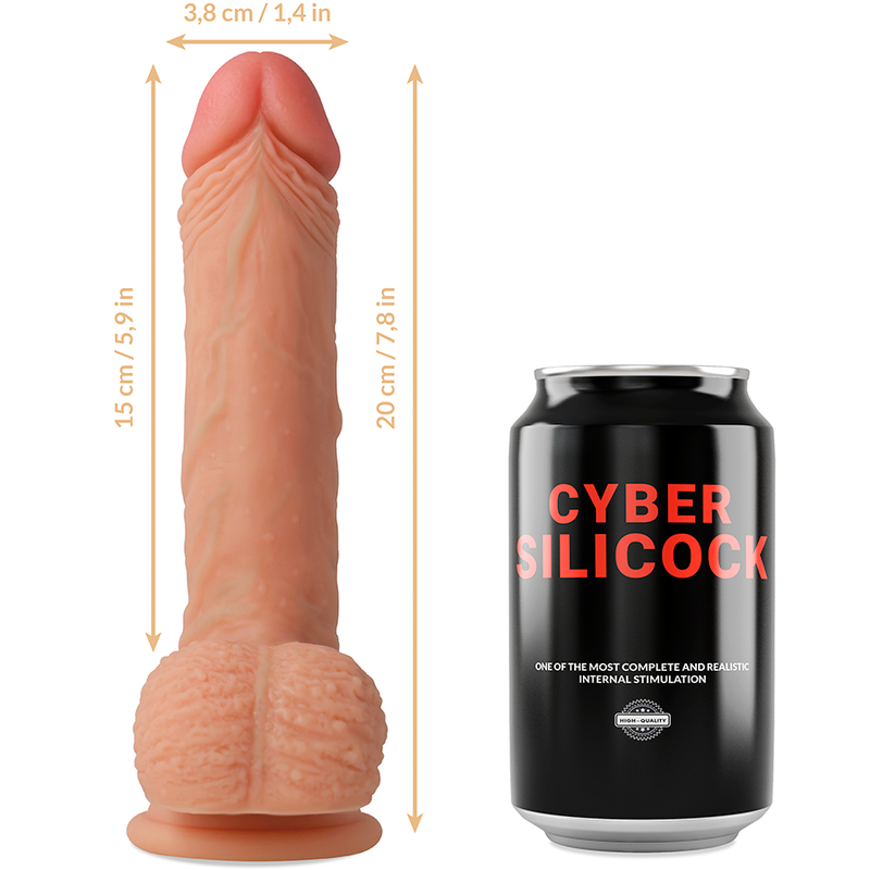 CYBER SILICOCK - STRAP-ON FREEMAN IN SILICONE LIQUIDO CON 3 ANELLI INCLUSI 20 CM -O- 3,8 CM