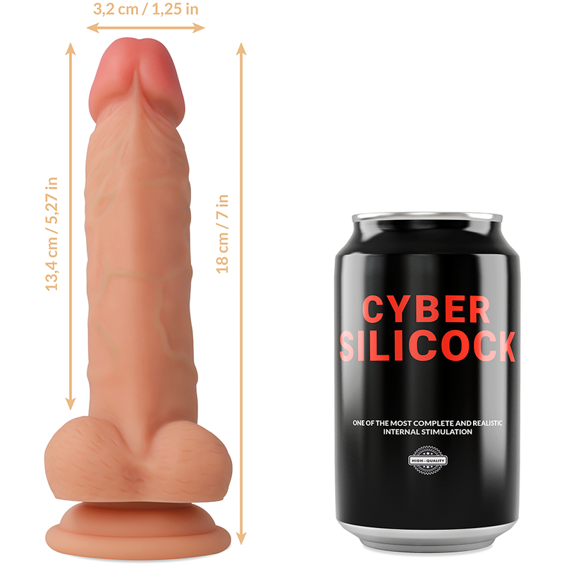 CYBER SILICOCK - JUDE STRAP-ON IN SILICONE LIQUIDO CON 3 ANELLI INCLUSI 18 CM -O- 3,2 CM