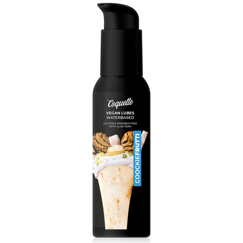 LUBRIFICANTE VEGANO A BASE D'ACQUA, IDRATANTE CON ALOE VERA, SAPORE FRULLATO BISCOTTI E FRUTTA