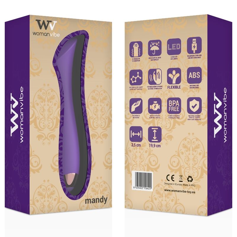 WOMANVIBE - VIBRATORE RICARICABILE STIMOLATORE PUNTO "K" MANDY IN SILICONE