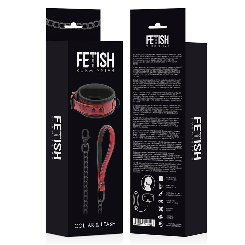 FETISH SUBMISSIVE DARK ROOM - COLLARE CON GUINZAGLIO FODERA IN NEOPRENE