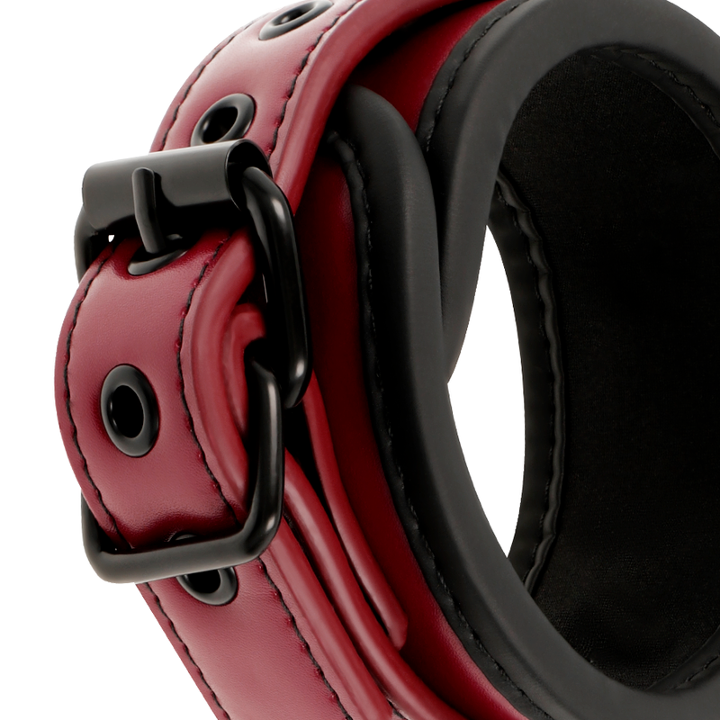 MANETTE IN PELLE VEGANA CON FODERA IN NEOPRENE ROSSE - FETISH SUBMISSIVE