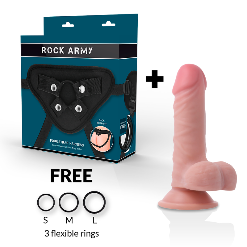 ROCKARMY - PANZER HARNESS + DILDO A DOPPIA DENSITÀ 17 CM -O- 4.46 CM