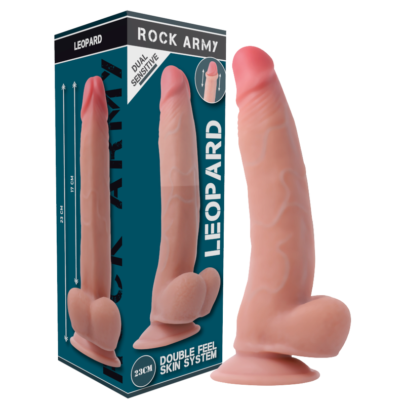 ROCKARMY - LEOPARD HARNESS + DILDO A DOPPIA DENSITÀ 23 CM -O- 4.77 CM