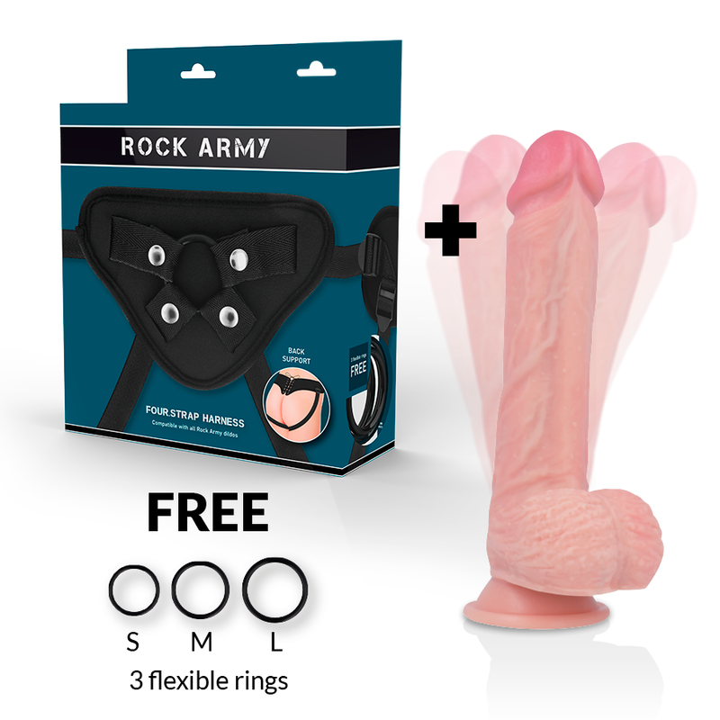 ROCKARMY - HAWK HARNESS + DILDO REALISTICO VIBRANTE E ROTANTE 22 CM -O- 4.6 CM