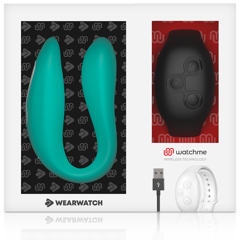 WEARWATCH - VIBRATORE DI COPPIA WATCHME A DOPPIA TECNOLOGIA ACQUAMARINA / NERO