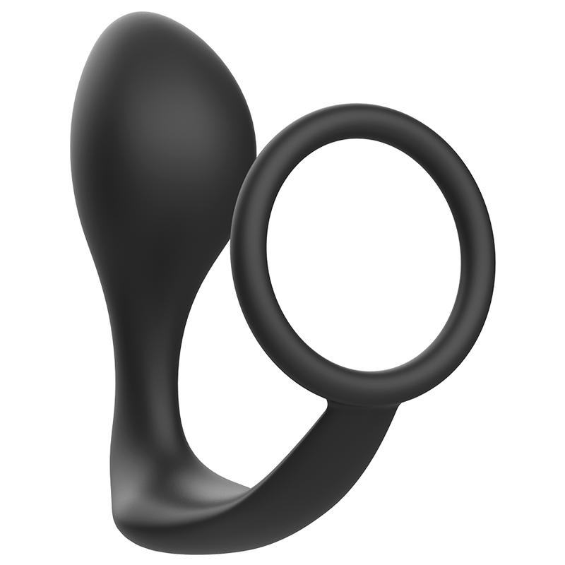 ADDICTED TOYS - ANELLO PENE CON PLUG ANALE IN SILICONE NERO