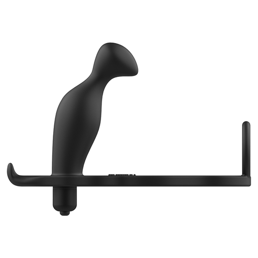 ADDICTED TOYS - ANELLO PENE CON PLUG ANALE  IN SILICONE 12 CM NERO