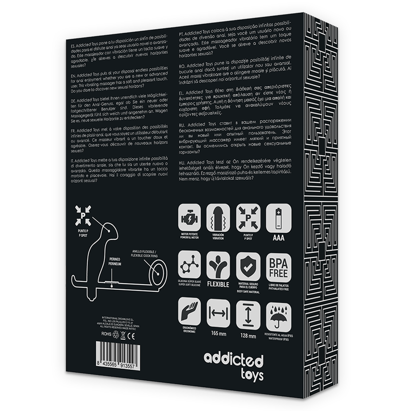 ADDICTED TOYS -  ANELLO CON PLUG ANALE  IN SILICONE  12 CM NERO
