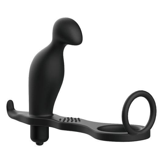 ADDICTED TOYS -  ANELLO CON PLUG ANALE  IN SILICONE  12 CM NERO