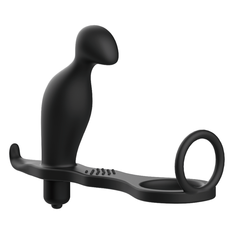 ADDICTED TOYS -  ANELLO CON PLUG ANALE  IN SILICONE  12 CM NERO