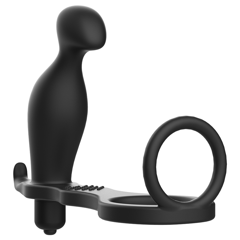 ADDICTED TOYS -  ANELLO CON PLUG ANALE  IN SILICONE  12 CM NERO