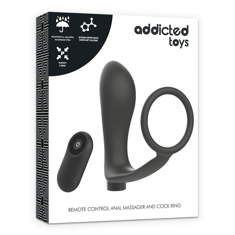 ADDICTED TOYS - ANELLO PENE CON  PLUG ANALE  RICARICABILE E TELECOMANDO