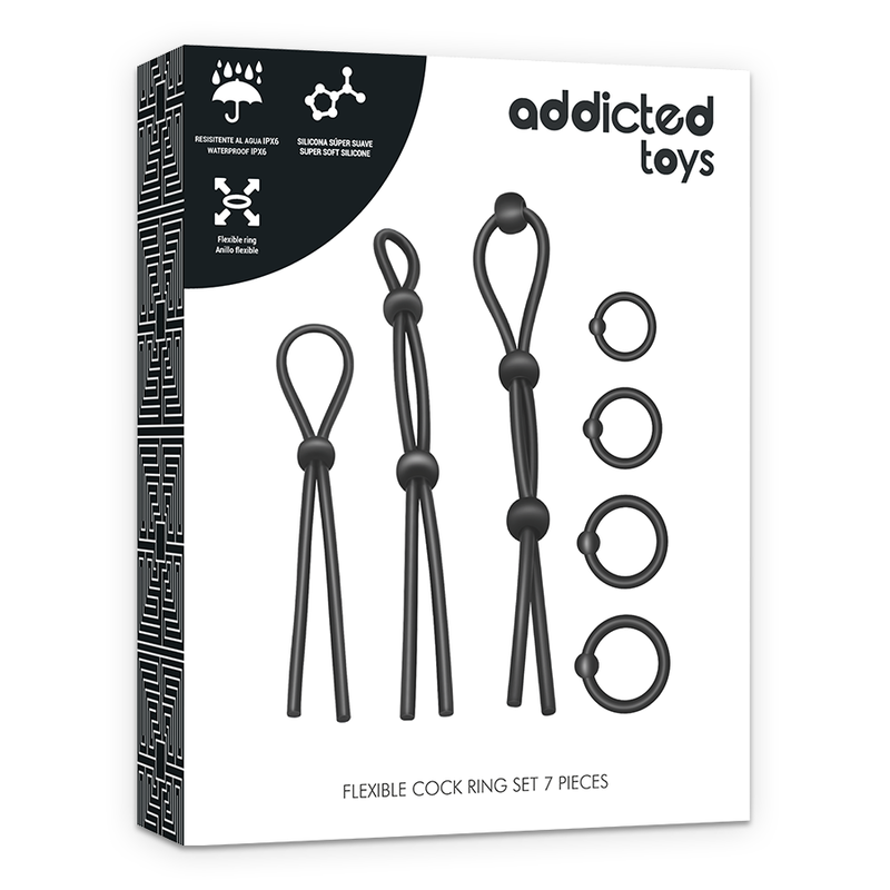 ADDICTED TOYS - SET DI 7 ANELLI PER IL PENE IN SILICONE FLESSIBILE 
